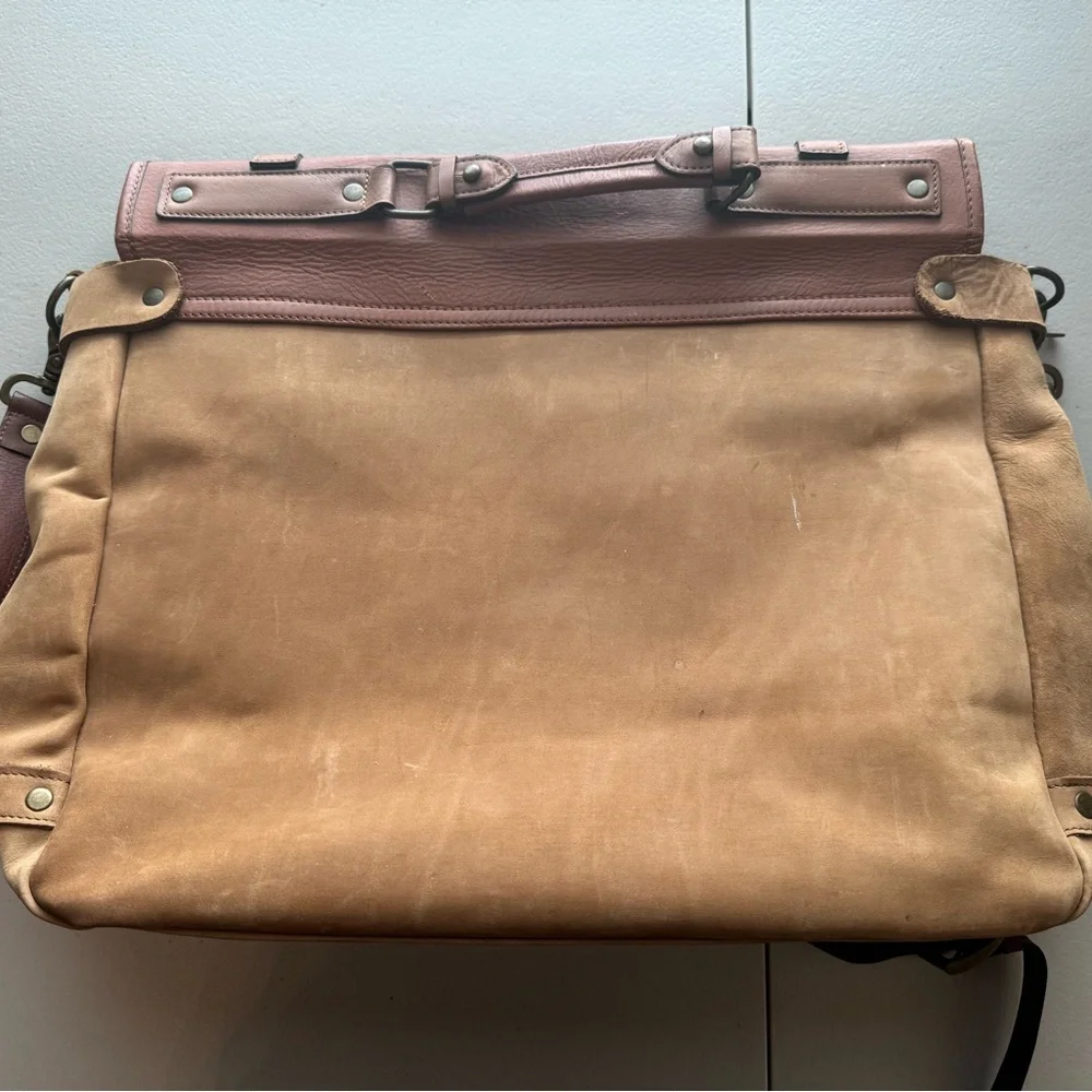 Unisex Crossbody Bag Leather Laptop Messenger Bag Briefcase Buckles